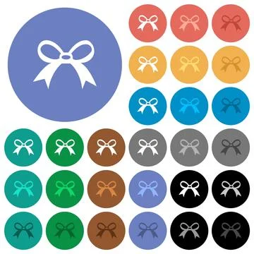 Gift ribbon bow round flat multi colored icons Stock Illustration