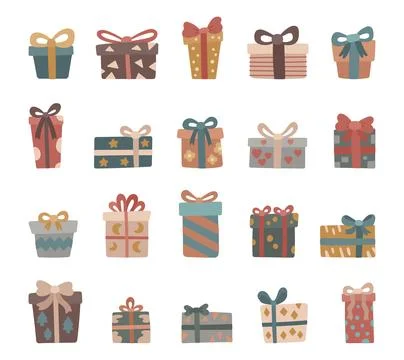 Gift in scandinavian style box set created Stock Illustration
