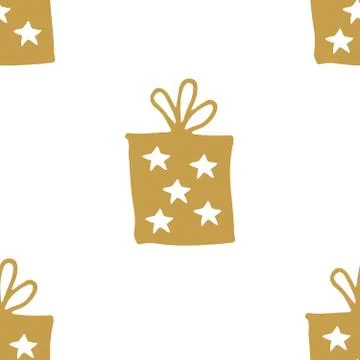 Gift Seamless Pattern, hand drawn gift boxes doodles background, Vector Illus 스톡 일러스트
