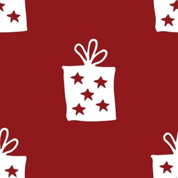 Gift Seamless Pattern, hand drawn gift boxes doodles background, Vector Illus Illustrazione stock