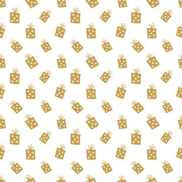 Gift Seamless Pattern, hand drawn gift boxes doodles background, Vector Illus Stock Illustration