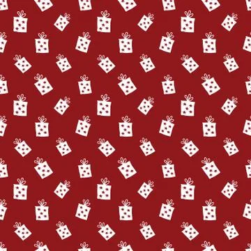 Gift Seamless Pattern, hand drawn gift boxes doodles background, Vector Illus Illustrazione stock