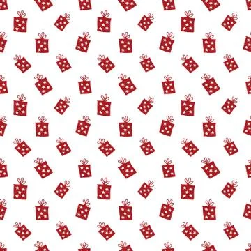 Gift Seamless Pattern, hand drawn gift boxes doodles background, Vector Illus 스톡 일러스트