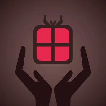 Gift secure by hand symbol 스톡 일러스트
