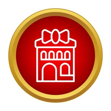 Gift shop building icon in red circle Ilustración de archivo