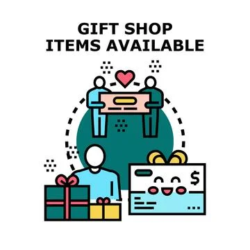 Gift shop items available, customers buying presents Stock Illustration