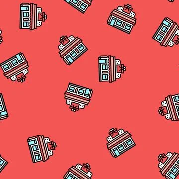 Gift shop shop vector seamless pattern Stock Illustration