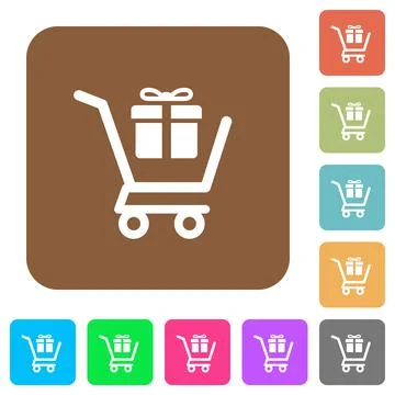 Gift shopping rounded square flat icons Stock Illustration