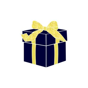 Gift silhouette vector illustration. Box with gold bow. Gold glitter. Illustrazione stock