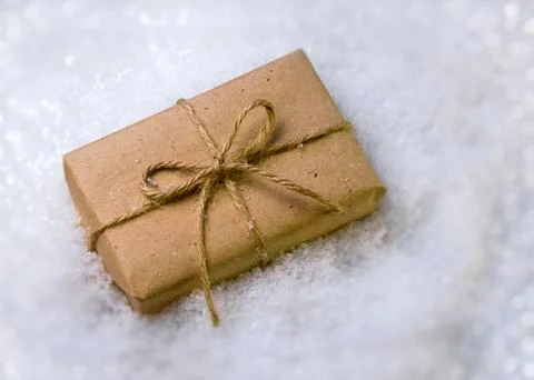 Gift in the snow Stock Photos