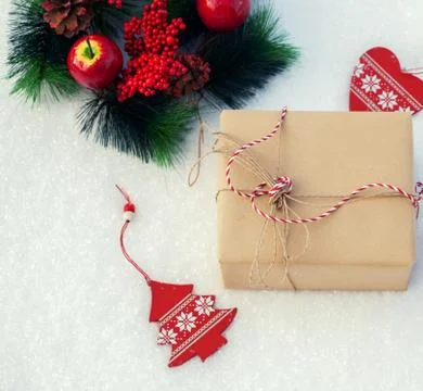Gift on snow Stock Photos
