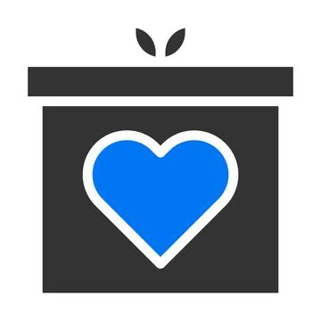 Gift solid blue grey valentine illustration vector and logo Icon new year i.. 스톡 일러스트