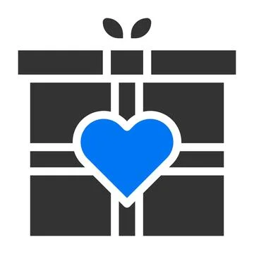 Gift solid blue grey valentine illustration vector and logo Icon new year i.. Illustrazione stock