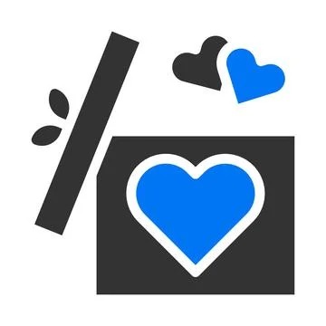 Gift solid blue grey valentine illustration vector and logo Icon new year i.. 스톡 일러스트