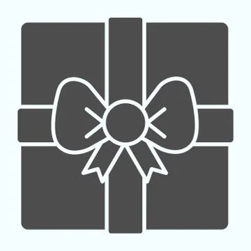Gift solid icon. Present box with ribbon bow. Christmas vector design concept 스톡 일러스트