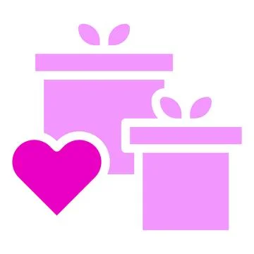 Gift solid pink valentine illustration vector and logo Icon new year icon p.. Illustrazione stock