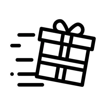 Gift with Speed of Light Icon Vector Outline Illustration Stock Illustration