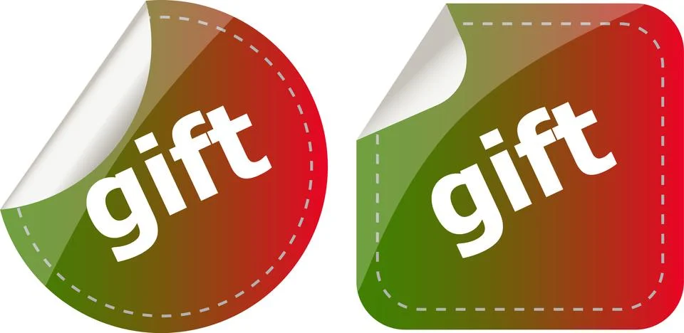 Gift. stickers set, web icon button isolated on white Ilustración de archivo