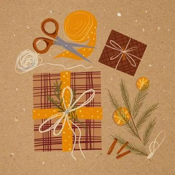 Gift Styling with Natural Elements Illustrazione stock