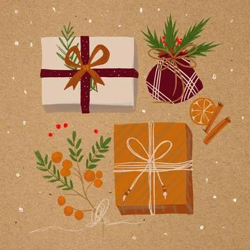 Gift Styling with Natural Elements Stock Illustration