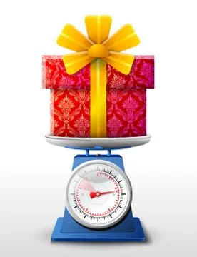 Gift symbol on scale pan Stockillustratie