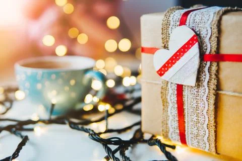 Gift is on the table Stock Photos