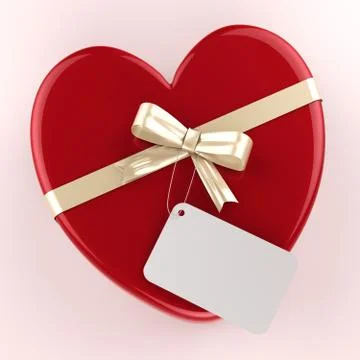 Gift tag indicates heart shape and gift-box Stock Illustration