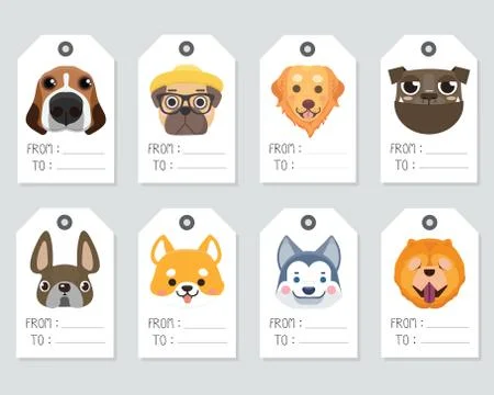 Gift tags with cute animals.. Stock Illustration