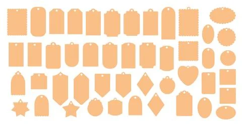 Gift tags or labels set, blank printable stickers template collection hand dr Stock Illustration
