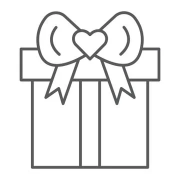 Gift thin line icon, package and present, parcel sign, vector graphics, a linear Stockillustratie