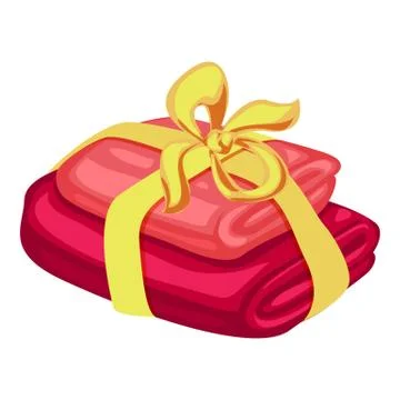 Gift towel stack icon, cartoon style Stock Illustration