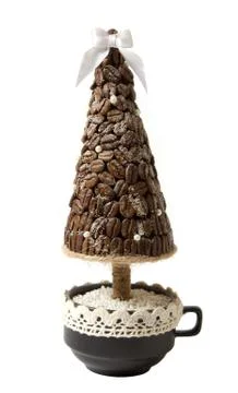 Gift tree from coffee beans Stock Photos