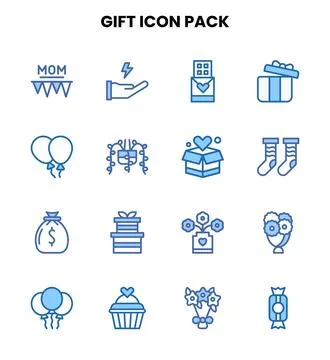 Gift Two Colour Bundle Icons Pack Stock Illustration
