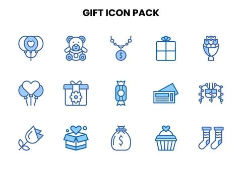 Gift Two Colour Vector Icons Pack Stock Illustration