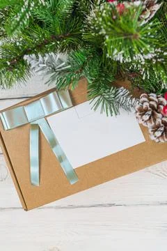 Gift under the tree top view with copy space Stock Photos