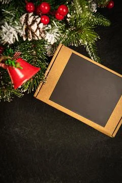 Gift under the tree top view with copy space Stock Photos