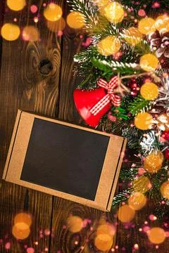Gift under the tree top view with copy space Stock Photos