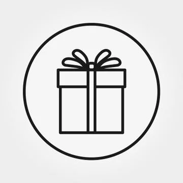 Gift. Universal Icon. Vector. Editable Thin line. Stock Illustration