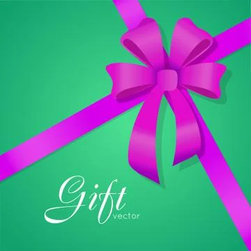 Gift. Vector Bow. Wide Violet Ribbons. Four Petals Stock Illustration