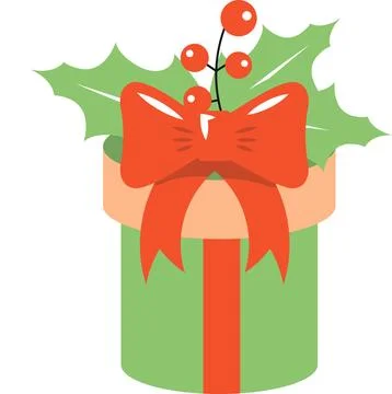 Gift vector flat Christmas on the white background Stock Illustration