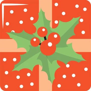 Gift vector flat Christmas on the white background Stock Illustration