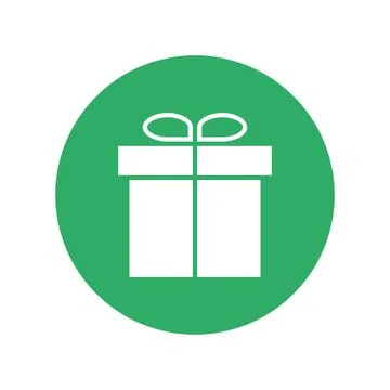 Gift vector icon in a circle. Present symbol. Stock Illustration