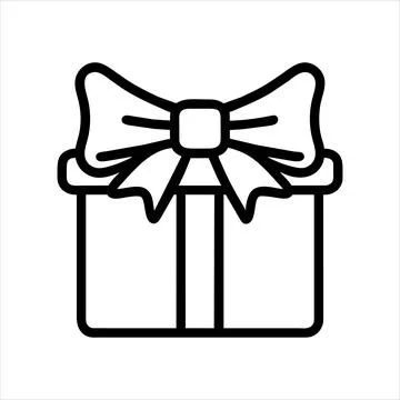 Gift Vector linear icon of gift box decorated with bow Surprise in box Stock Illustration