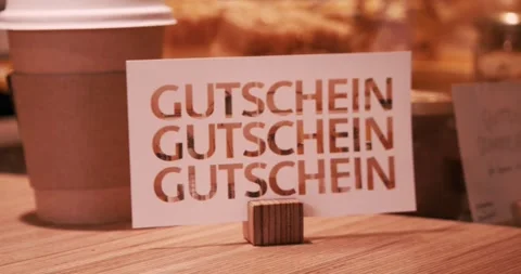 Gift Voucher On A Bakery Counter Close Up Pastries Stock Footage 334113561