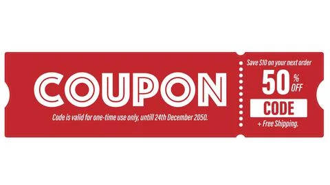 Gift voucher with coupon code vector, Discount offer of 50% graphic promo cod Stock Illustration