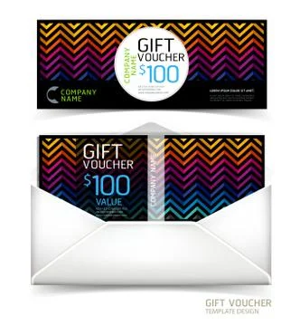 Gift voucher design template. Vector illustrations. Stock Illustration