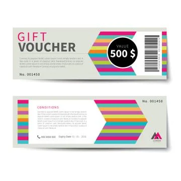 Gift voucher discount template flat design Stock Illustration