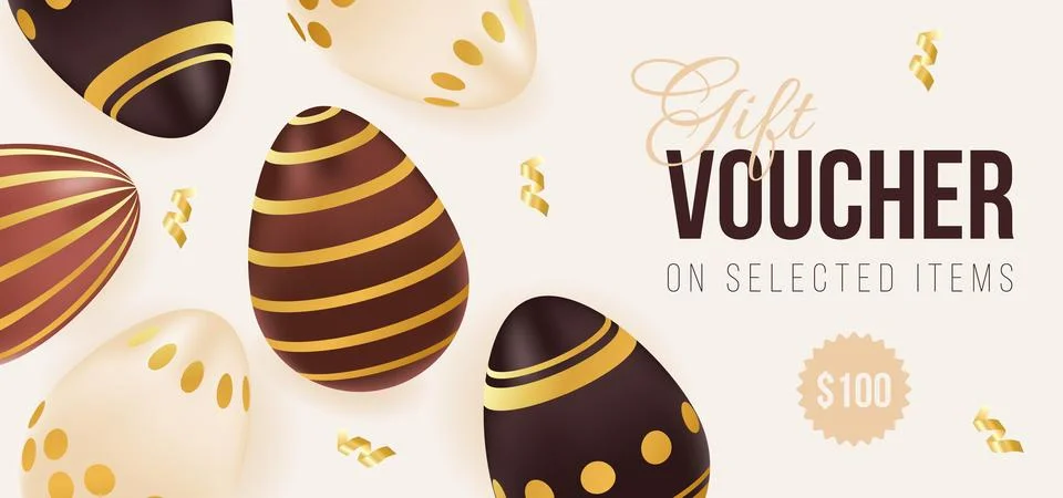 Gift voucher for Easter holiday. Template of promotion and shopping with ch.. Stock Illustration