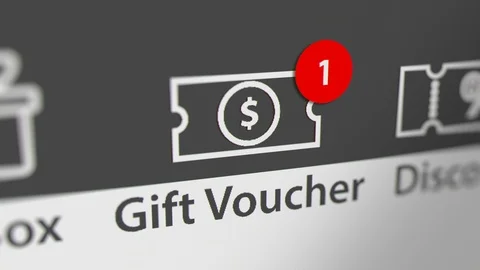 Gift Voucher Icon with Animated Counting Numbers. Online Shopping Concept Stock Footage 123820149