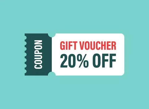 Gift voucher icon in flat style. 20% discount vector illustration on isolat.. Stock Illustration